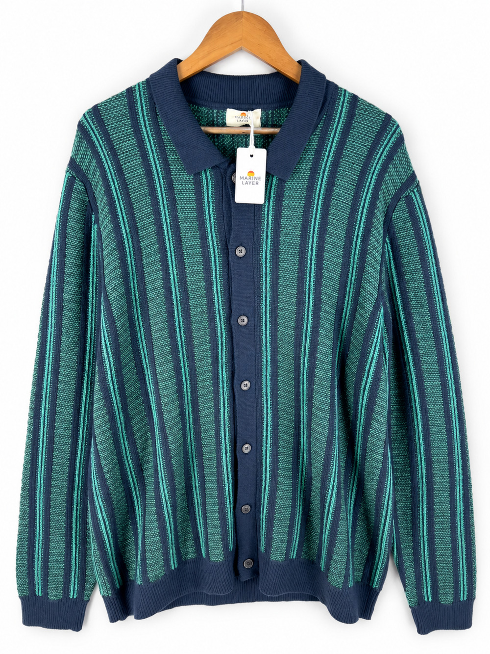 Marine Layer Arthur Merino Wool Sweater Size XL Men's Stripe Coastal Knit
